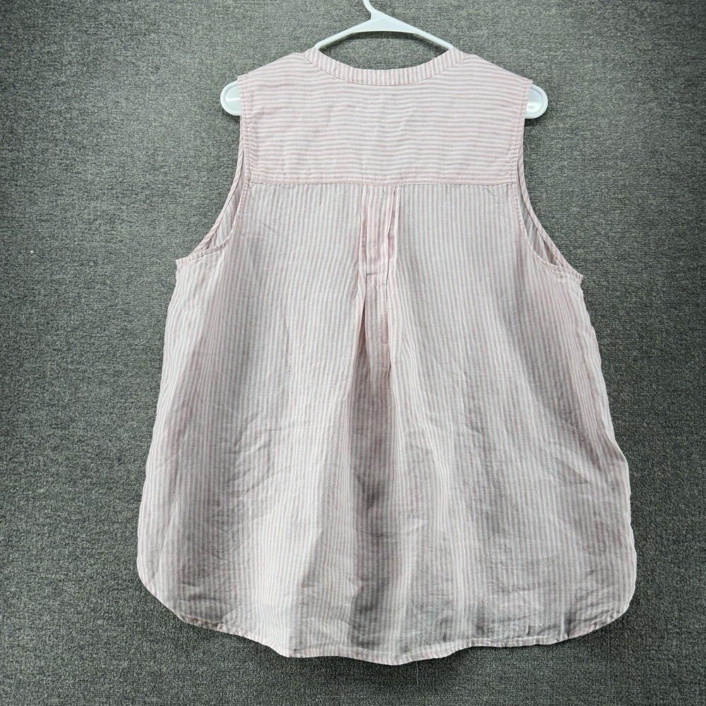 Tommy Bahama Sleeveless Blouse Women Size XL Pink Stripe Linen Summer Beach - Picture 2 of 7